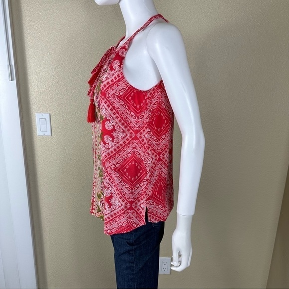 Savanna Jane Sz S  Bandana Red Bohemian Embroidered Floral Sleeveless Tank Top - Picture 4 of 12